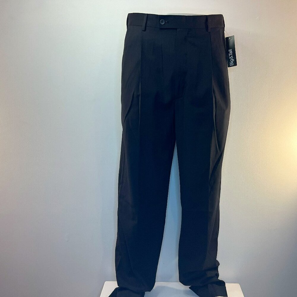 CLAIBORNE Men's Black Solid Double Pleated Pant - Size 36W x 36L - NWT $60